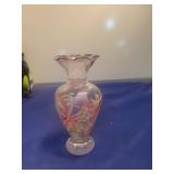 Hand Painted Pink Floral Glass Vase