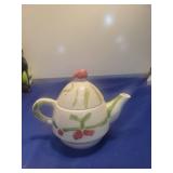 Hand Painted Ceramic Teapot with Floral Design