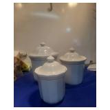 White Ceramic Kitchen Canister Set of 3