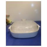 Corning Ware White Microwave Browner Pan with Lid