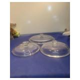 Pyrex Clear Glass Lids Set of  3