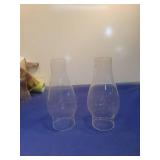 Clear Glass Hurricane Lamp Chimneys - Set of 2