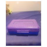 Purple and Blue Pencil Case with School Supplies
