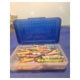 Blue Pencil Box with Crayons