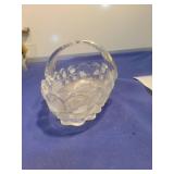 Clear Glass Basket with Floral Pattern