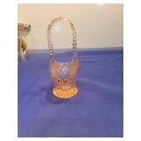 Pink Glass Basket with Twisted Handle