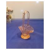 Pink Glass Basket with Twisted Handle