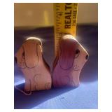 Wooden Dog salt and pepper shakers