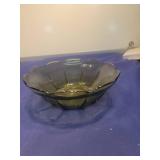 Green Glass Scalloped Bowl