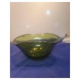 Green Glass Serving Bowl