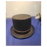 Traditional Black Top Hat with Red Trim