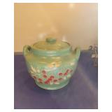 Jadeite Glass cookie jar with Cherry Design