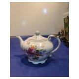 Floral Pattern Porcelain Teapot with Gold Trim
