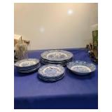 Liberty Blue Monticello Dinnerware Set of 18 with some chips