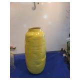 Yellow Ribbed Ceramic Floor Vase