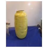 Yellow Ribbed Ceramic Floor Vase