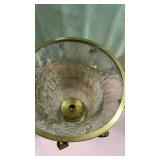 Decorative Glass Hurricane Candle Holder with Brass Accents