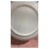 White Milk Glass Bowl with Ribbed Design