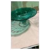 Emerald Green Glass Compote Dish