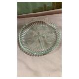 Clear Glass Sunburst Pattern Serving Dish