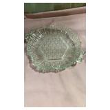 Pressed Glass Hexagonal Serving Dish