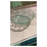Clear Glass Serving Bowl with Hobnail Pattern