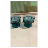 Blue Glass Dessert Cups Set