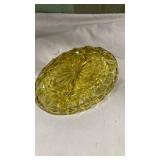 Amber Glass Daisy Pattern Oval Dish