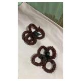 Burgundy glass, beads napkin holders