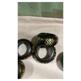 Tribal Pattern Wooden Napkin Rings and green ones 4 each