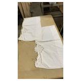 2) White Cotton valances with Lace Trim