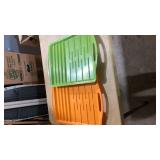 Retro Plastic Serving Trays - Green and Orange Set