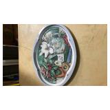 Metal tray, with water, bucket, flowers