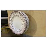 11) Johnson Brothers Dinner Plates - Brown Floral Pattern