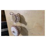 Brown Transferware sugar, dish, and creamer