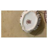 Brown Transferware sugar, dish, and creamer