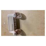 Brown and White Porcelain Salt and Pepper Shakers with Floral Pattern