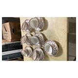 Royal De-Lis Brown Floral Tea Set15) saucers 13) cups