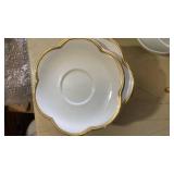 9) saucers 13) cupsWhite Porcelain Tea Cups with Gold Trim