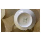 9) saucers 13) cupsWhite Porcelain Tea Cups with Gold Trim