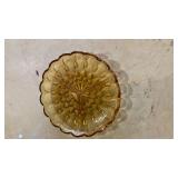 Amber Glass Sunburst Pattern Serving Plate