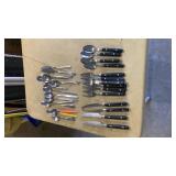 Black Handle Flatware Set with Silver Accents