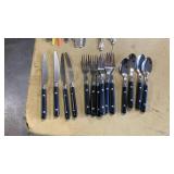 Black Handle Flatware Set with Silver Accents