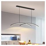 Retails for $296! Ceiling Pendant Light, Modern LED Ceiling Chandeliers with Remote Control Table Dining Kitchen Accessories Fixture Hanging Pendant Home Decor Lighting (Color : Black, Size : Coolwhit
