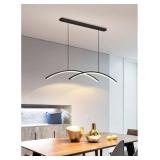 Retails for $296! Ceiling Pendant Light, Modern LED Ceiling Chandeliers with Remote Control Table Dining Kitchen Accessories Fixture Hanging Pendant Home Decor Lighting (Color : Black, Size : Coolwhit