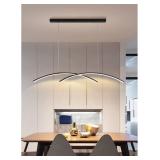 Retails for $296! Ceiling Pendant Light, Modern LED Ceiling Chandeliers with Remote Control Table Dining Kitchen Accessories Fixture Hanging Pendant Home Decor Lighting (Color : Black, Size : Coolwhit