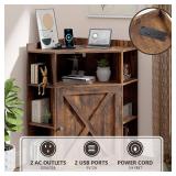 Retails for $150! Vabches Corner Cabinet, Corner Storage Shelf with USB Ports and Outlets Industrial Organizer for Small Space Wooden 6-Cubby Bookshelf for Study, Playroom, Living Room (Amber Pine)