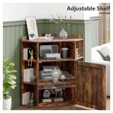 Retails for $150! Vabches Corner Cabinet, Corner Storage Shelf with USB Ports and Outlets Industrial Organizer for Small Space Wooden 6-Cubby Bookshelf for Study, Playroom, Living Room (Amber Pine)