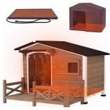 Retails for $230! GUTINNEEN 44.6" L Large Heated Dog House Outdoor Insulated Winter Dog Kennel with Thermostat-Controlled Heating Pad, Chew-Proof Metal Frame and 6-Sided Insulated Liner for Large Dogs