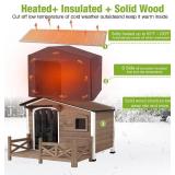 Retails for $230! GUTINNEEN 44.6" L Large Heated Dog House Outdoor Insulated Winter Dog Kennel with Thermostat-Controlled Heating Pad, Chew-Proof Metal Frame and 6-Sided Insulated Liner for Large Dogs